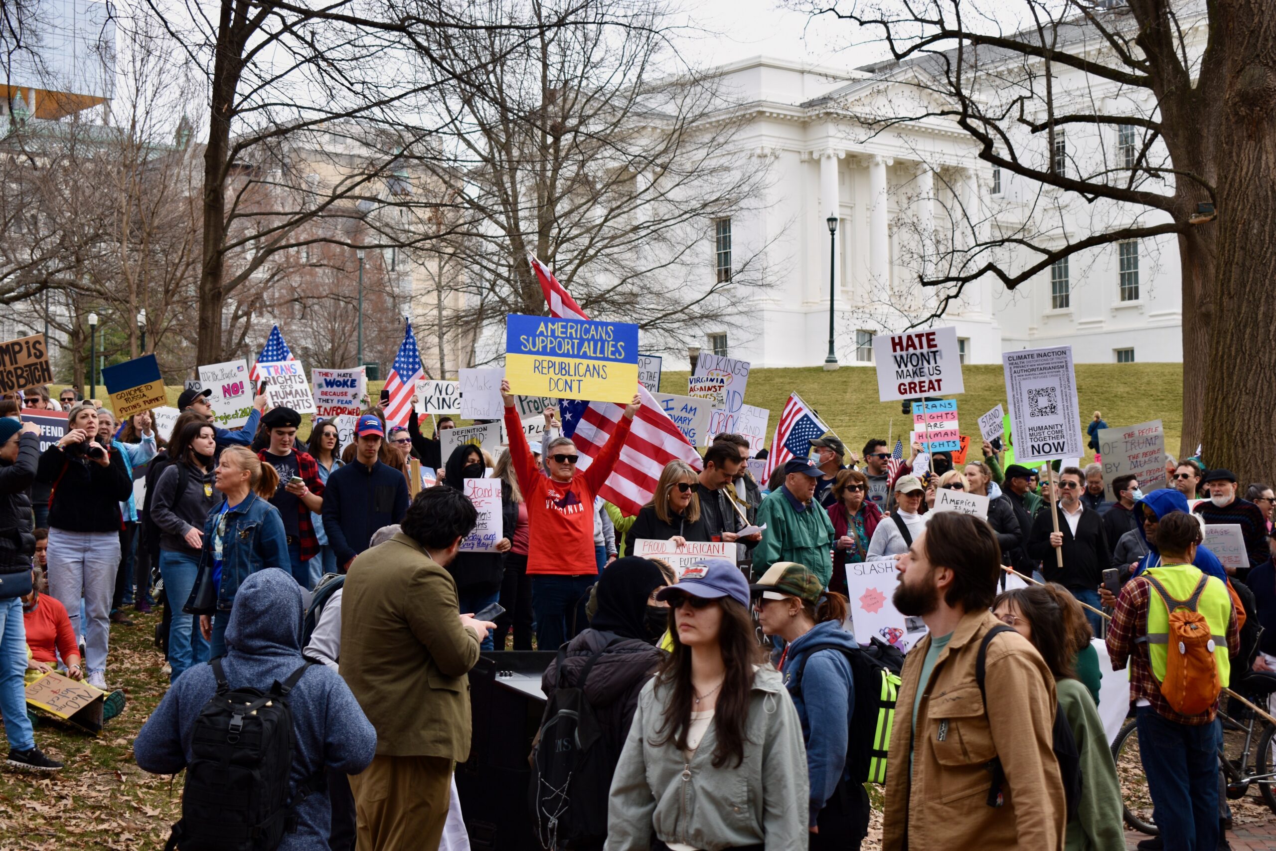 Hundreds protest Trump policies in downtown Richmond